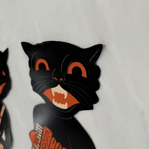Beistle Scat Cats Cutouts Lot Of Three 1941, 2012 Remake Kitschy Fall Halloween - Picture 5 of 15